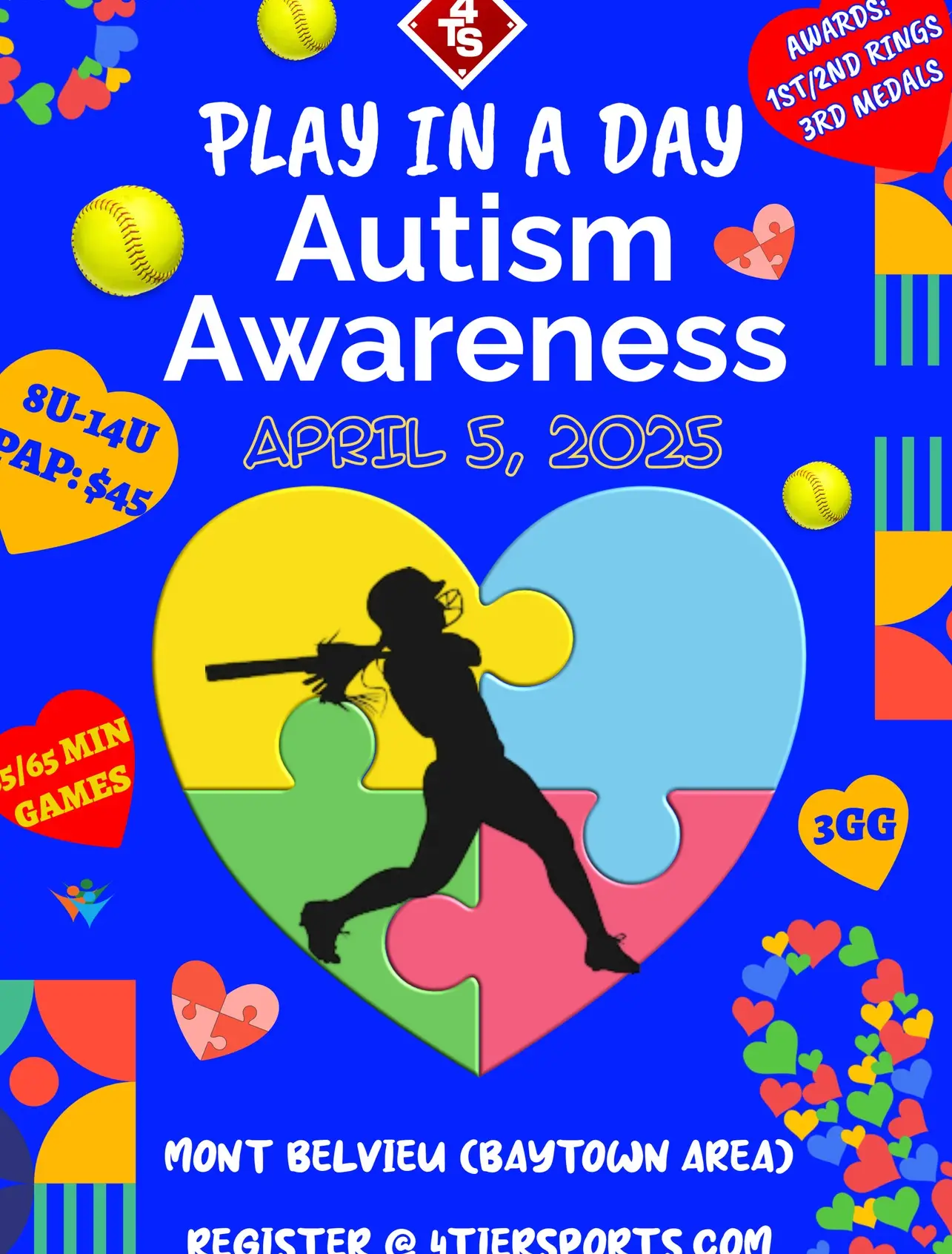 Rained Out~🎗️Free Entry to the first 2 team that enter in each age group~Autism🎗️Awareness~Play in a Day~