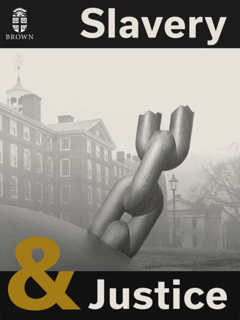 'Slavery and Justice' book cover with an image of the Slave Memorial sculpture at Brown University