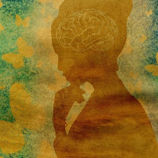 A illustrated silhouette of a feminine person's side profile with their hand on their chin to indicate deep thought. Illustrator Credits: Chen from Pixabay.