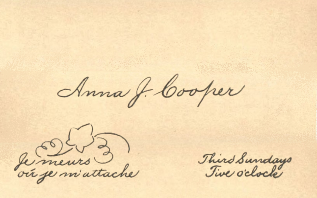 A letter addressed to Anna Julia Cooper where her name is written in elegant cursive.