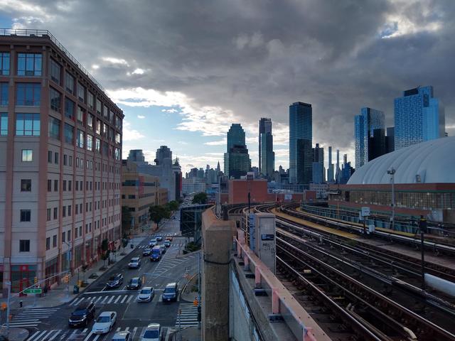 A view of Thomson Avenue in Long Island City, Queens, from the elevated 7 train platform at 33rd Street.