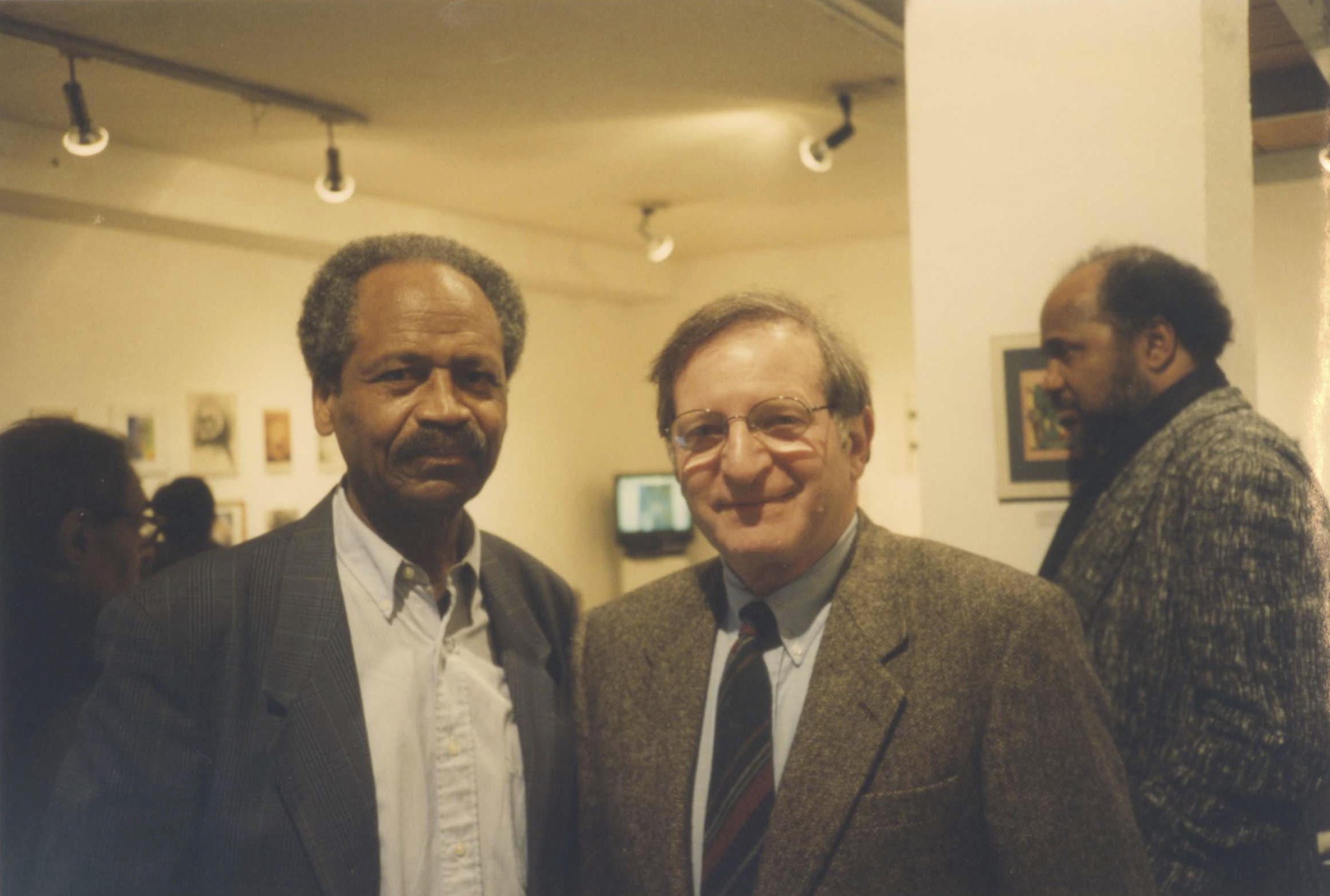 James A. Emanuel (on the left) and Mumia Abu Jamal's chief lawyer Leonard Weinglass in Paris at Galerie J. et S. Donguy on 26 Nov.' 95