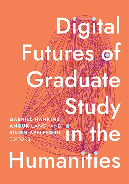 A network visualization, represented by circular nodes connected by numerous curving lines, on an orange background. Title in large white lettering.
