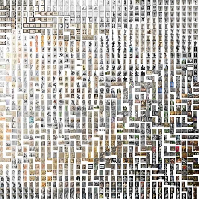 An array of thumbnail images aranaged in a tightly knit square grid formation.