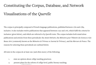 Cover of Appendix 1: Constituting the corpus, database, and network visualisations of the Querelle