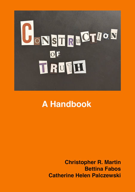 Orange background book cover with Construction of Truth in cut-out letters