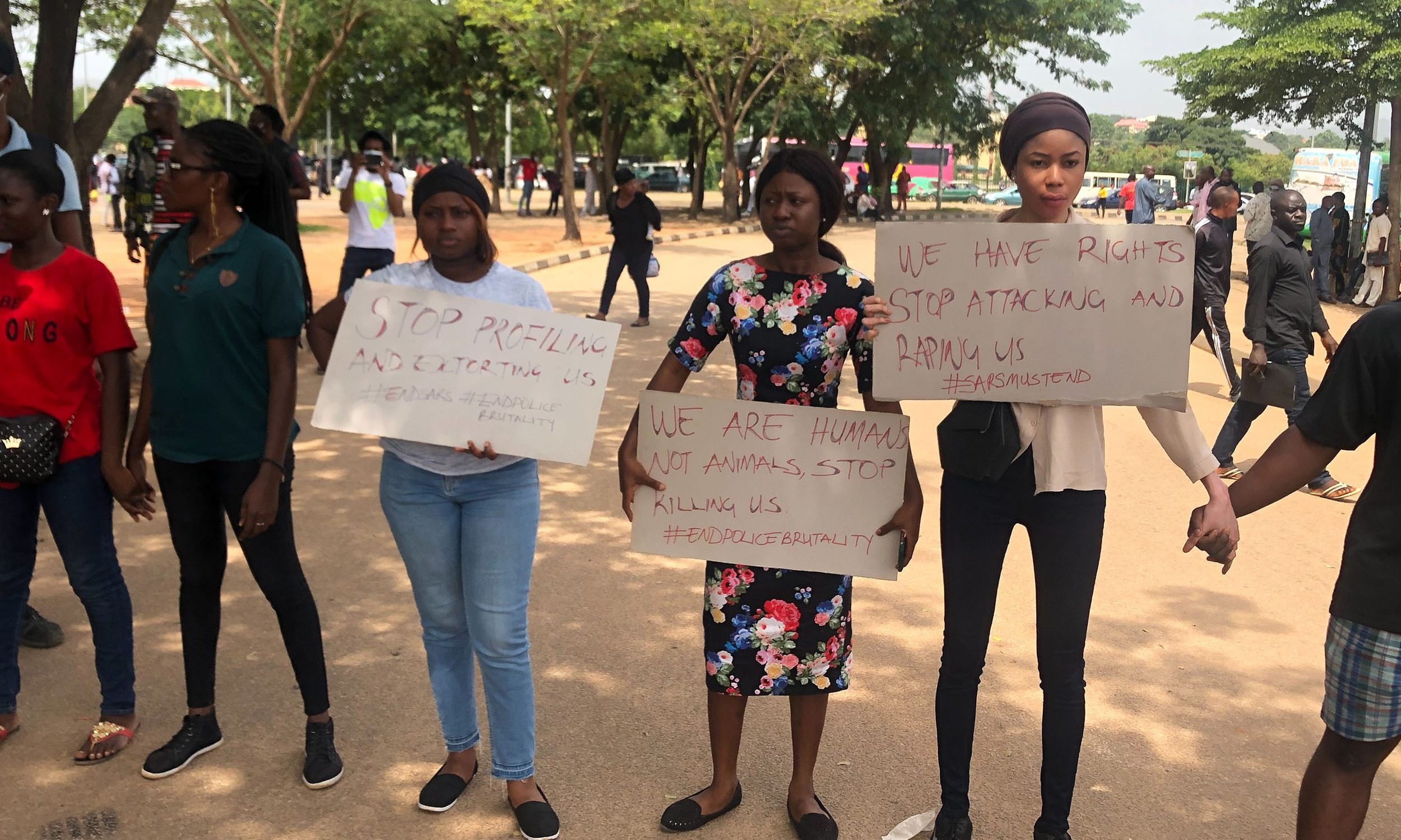 Demonstrators at an End SARS protest