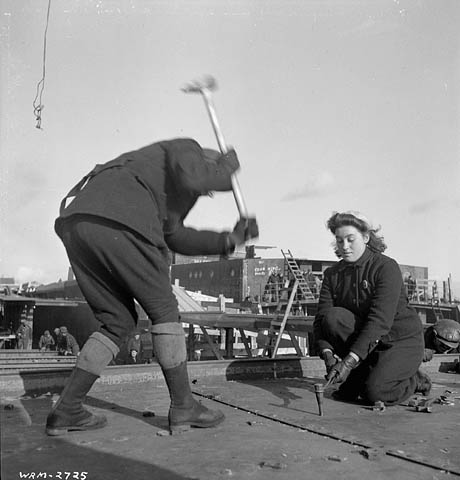 Women workers in action at the Pictou shipyard, Nova Scotia, 1943