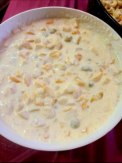 Postre de fruta, a fruit dessert with sweetened condensed milk