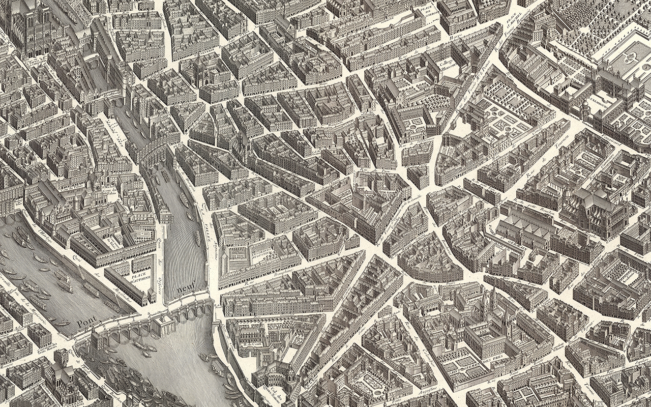 Ink drawn map of Paris