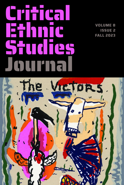 Abstract painting depicting two disembodied steer heads beneath the words “The Victors”.