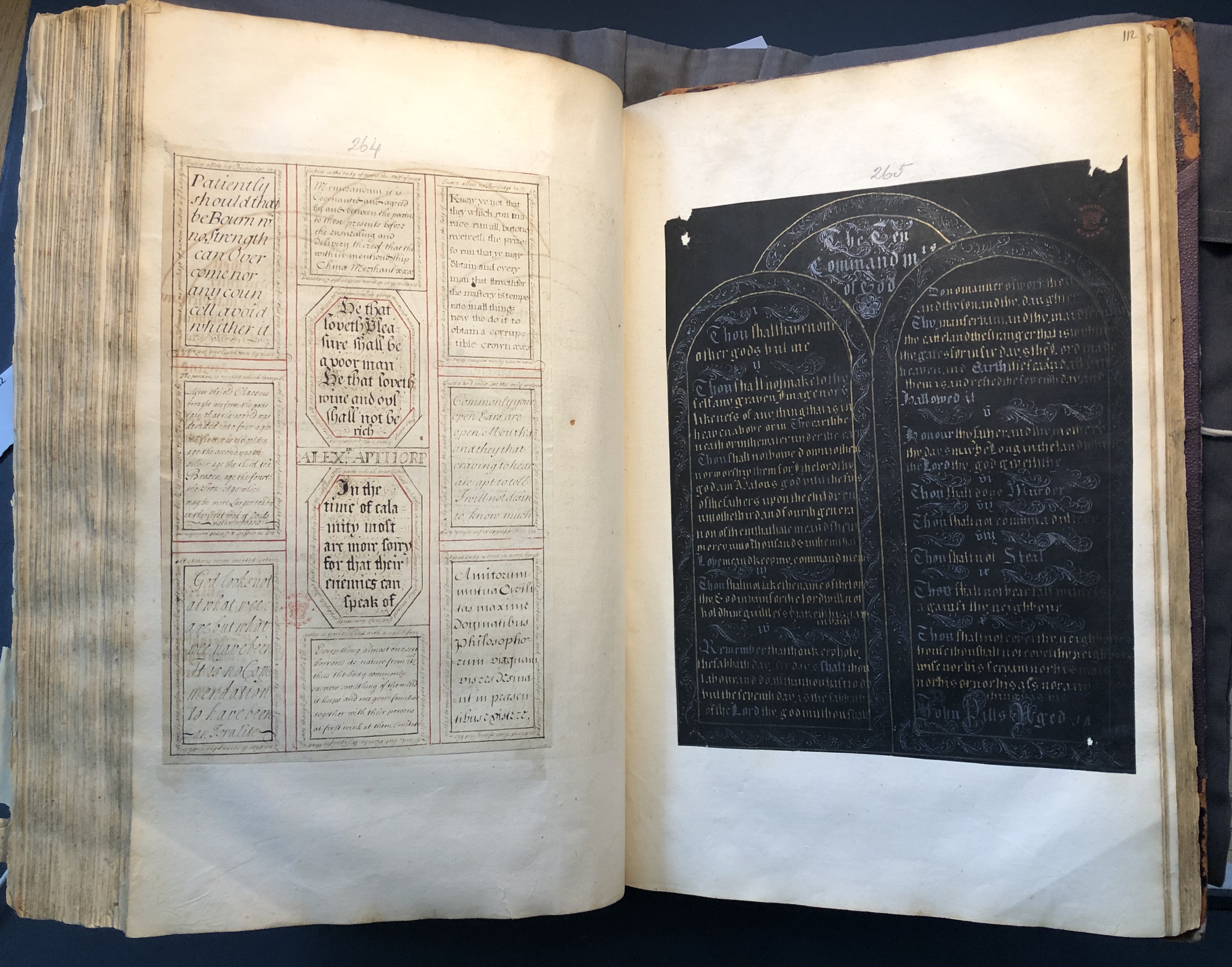 Photograph of handwritten designs pasted into an album assembled by John Bagford