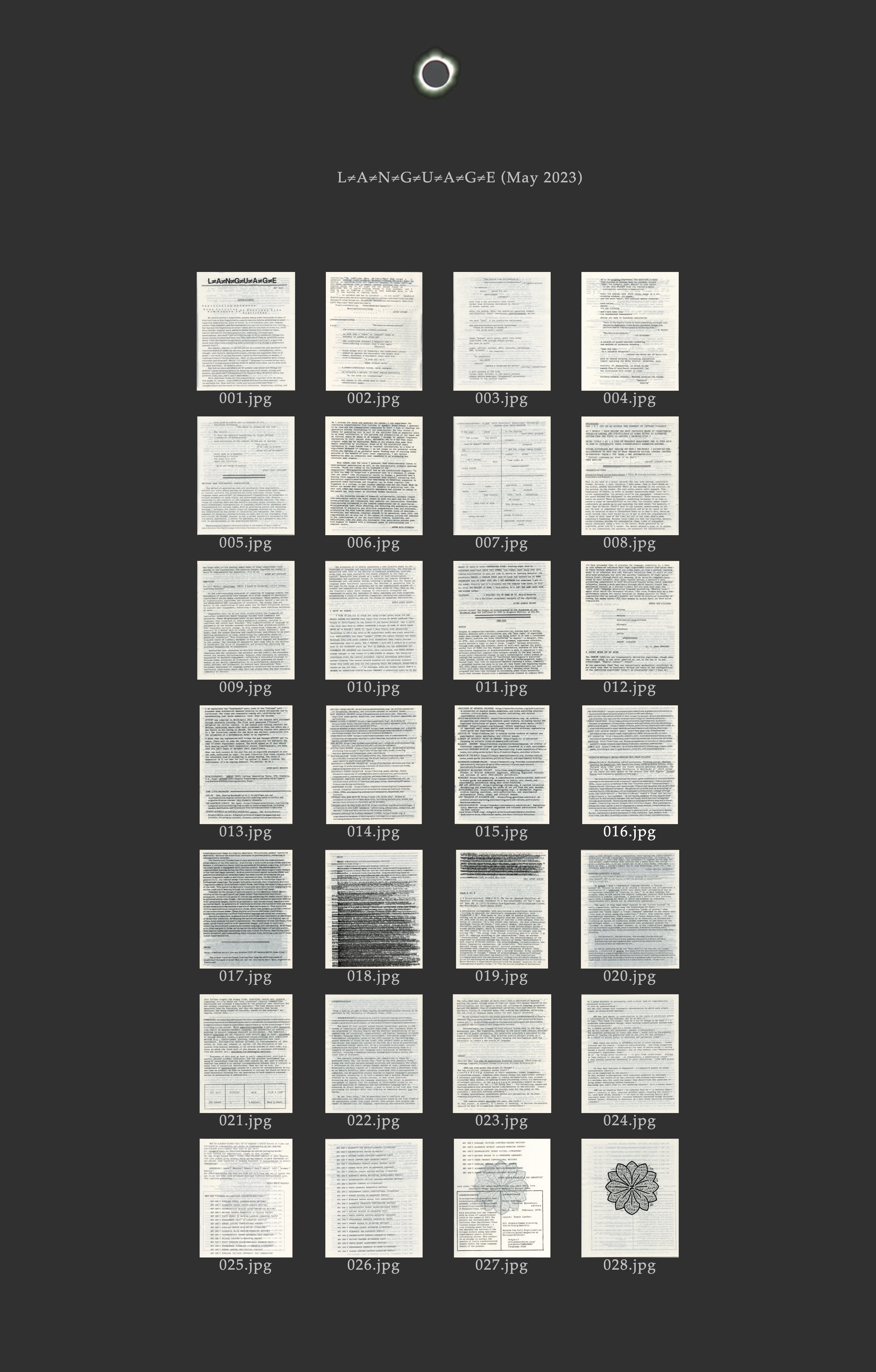 Eclipse Archive page capture of L≠A≠N≠G≠U≠A≠G≠E thumbnails.