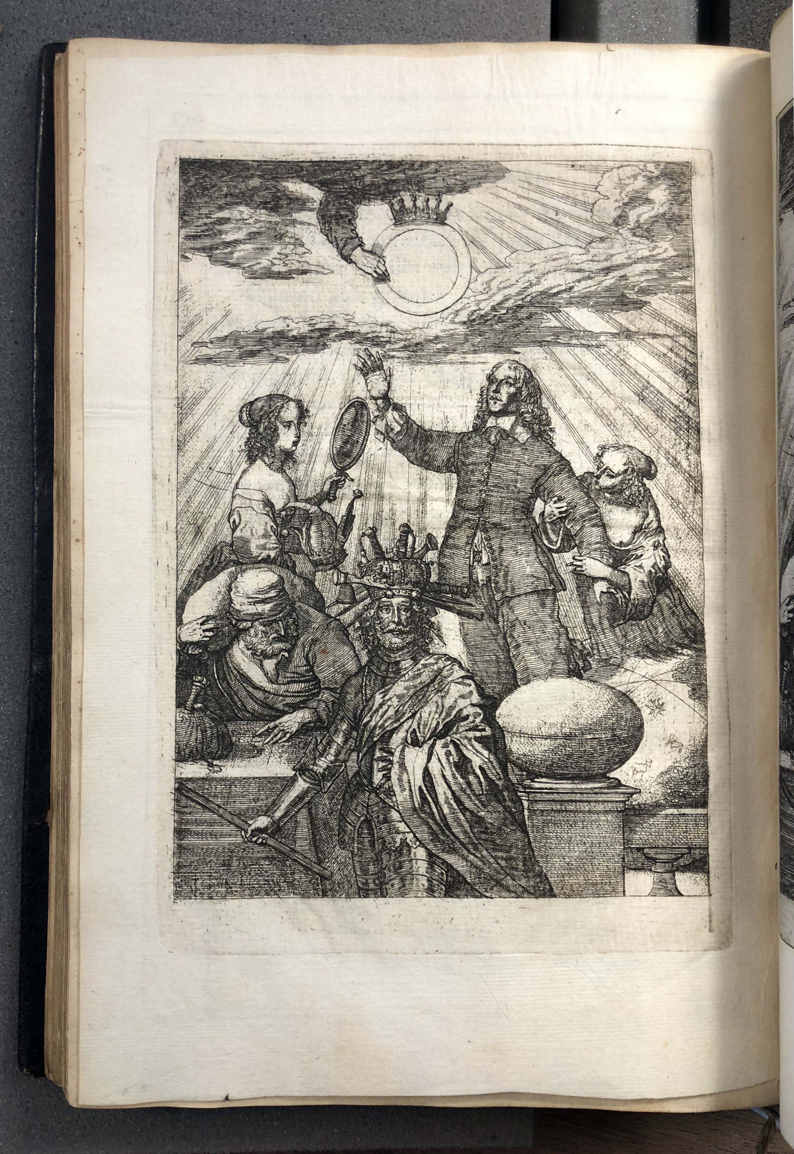 Photograph of etching for Canto 10, showing the author reaching to heaven.