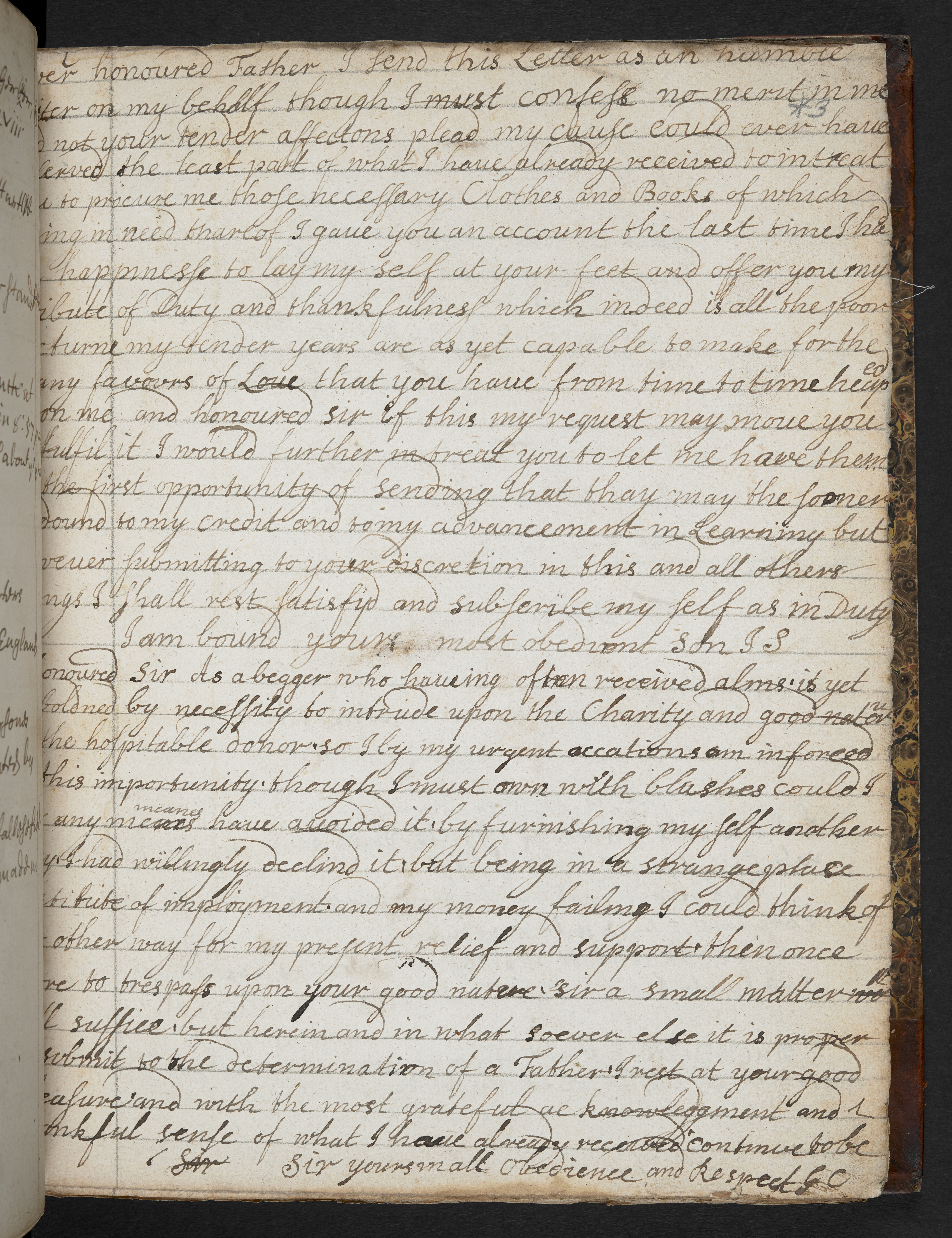 Photograph of letterwriting practice bound in John Bagford's manuscript of notes