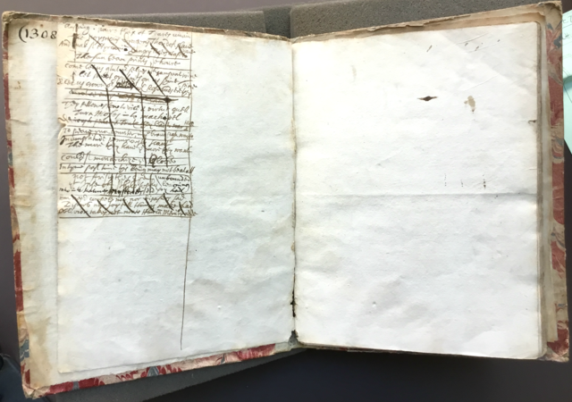 Edward Benlowes editing some lines of verse on an endpaper of his schoolboy exercise book.