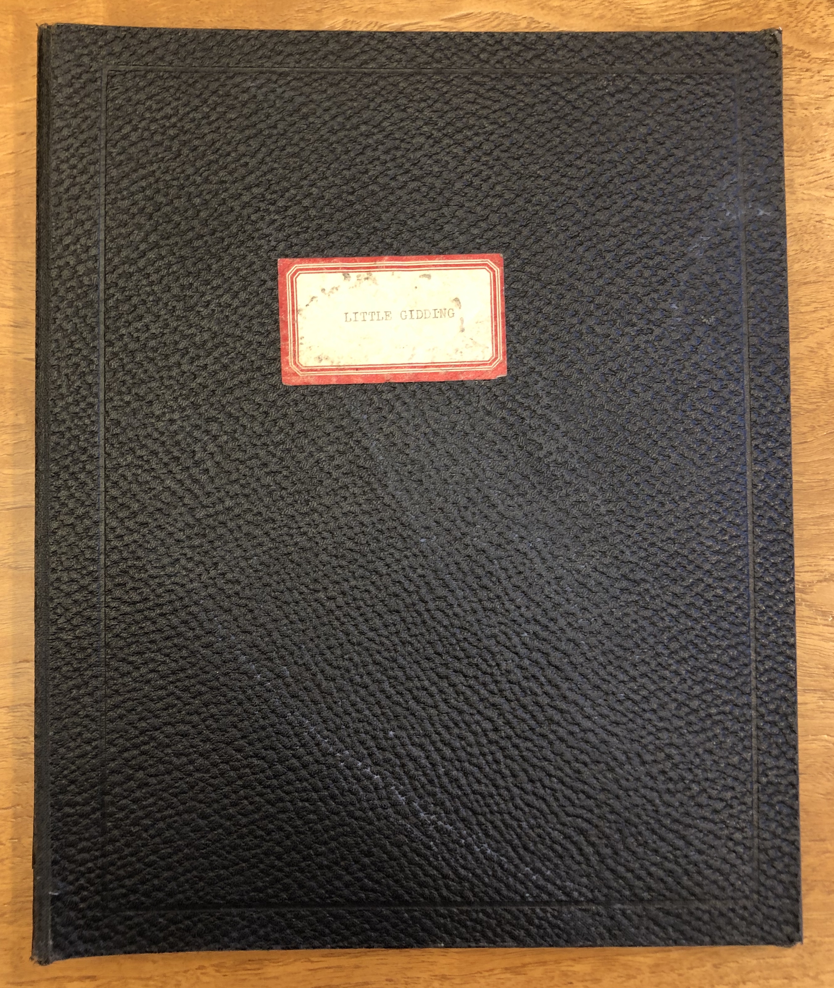 Photograph of the cover of Fanny Reed Hammond scrapbooks