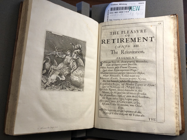 Photograph of a page opening showing the “Astronomia” plate opposite the beginning of Canto 13