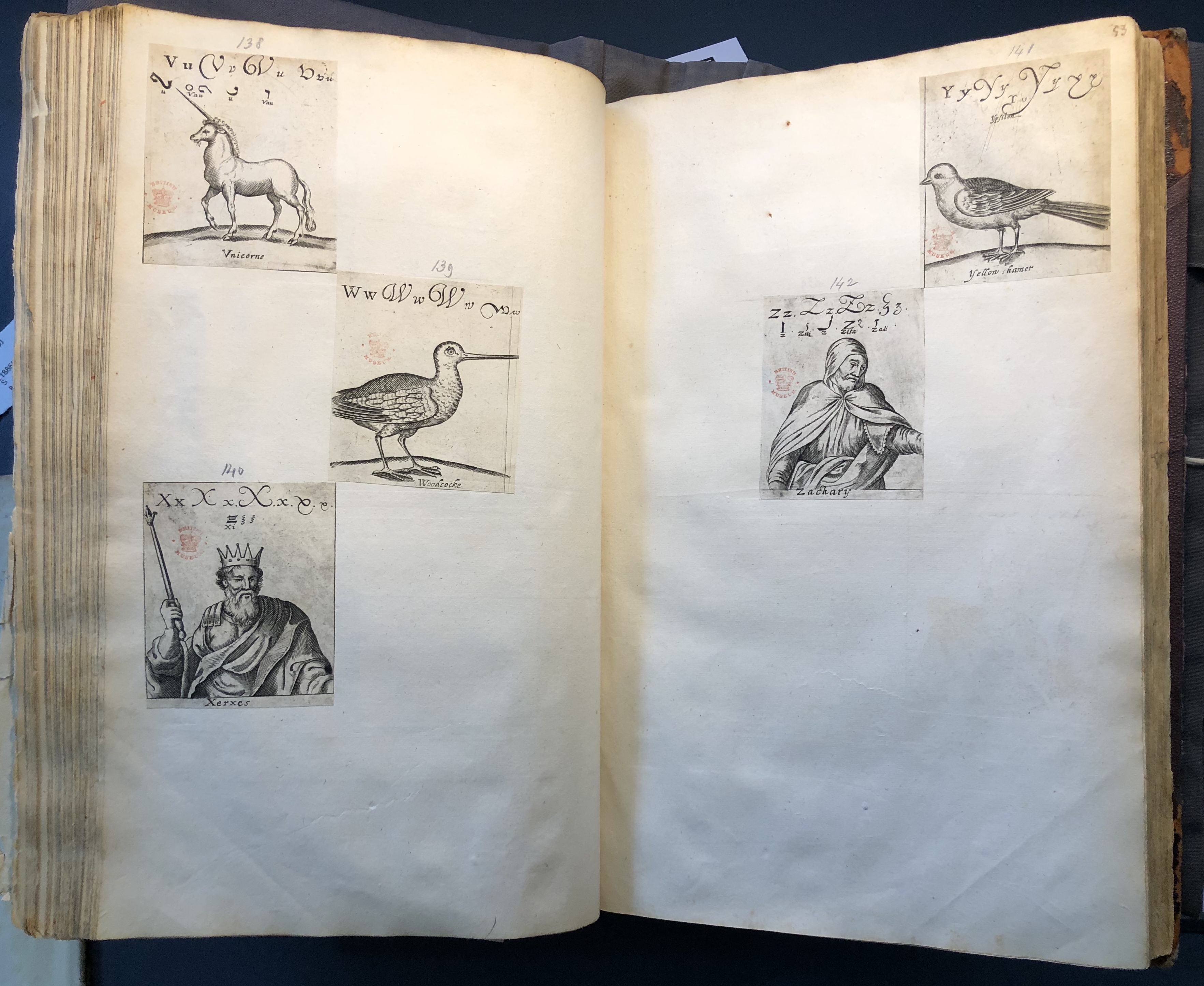 Photograph of pages from a hornbook pasted into an album assembled by John Bagford