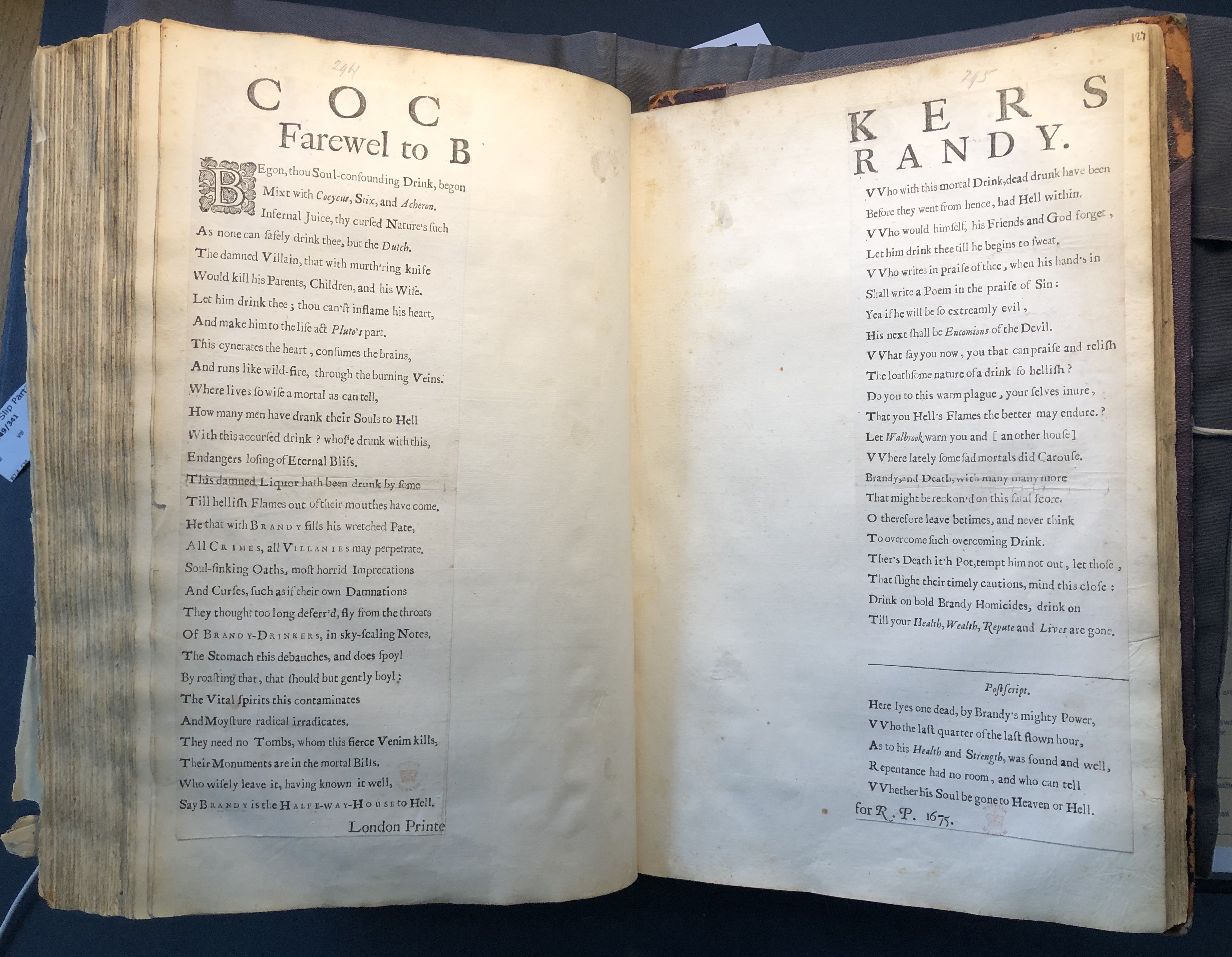 Photograph of a ballad about William Cocker pasted into an album assembled by John Bagford