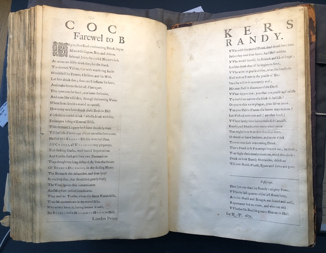 Photograph of a ballad about William Cocker pasted into an album assembled by John Bagford