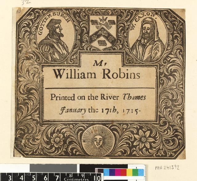Image of a scrap printed for William Robins at the 1715/1716 frost fair