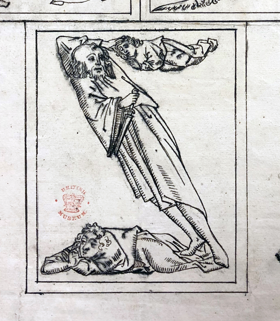 Photograph of a copy of a decorative "Z" pasted in one of John Bagford's albums of scraps