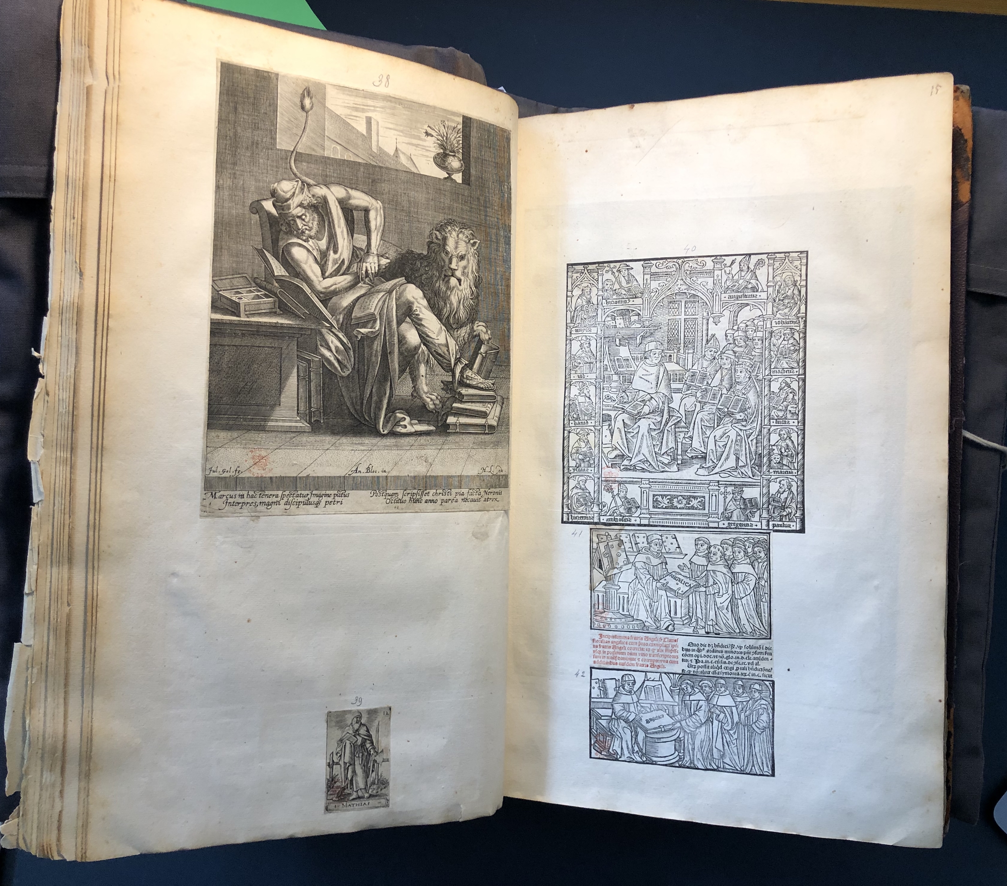 Photograph of scenes of comparative reading pasted into an album assembled by John Bagford