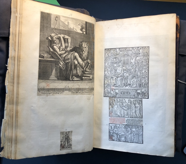 Photograph of scenes of comparative reading pasted into an album assembled by John Bagford