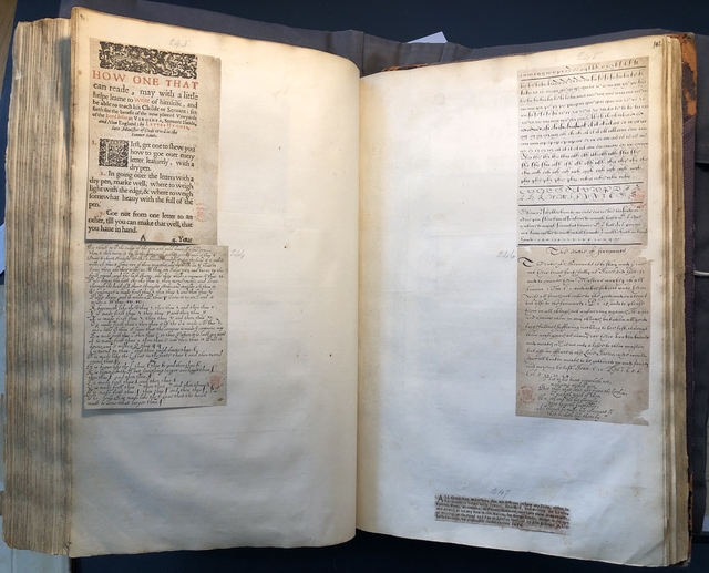 Photograph of writing instructions pasted into an album assembled by John Bagford