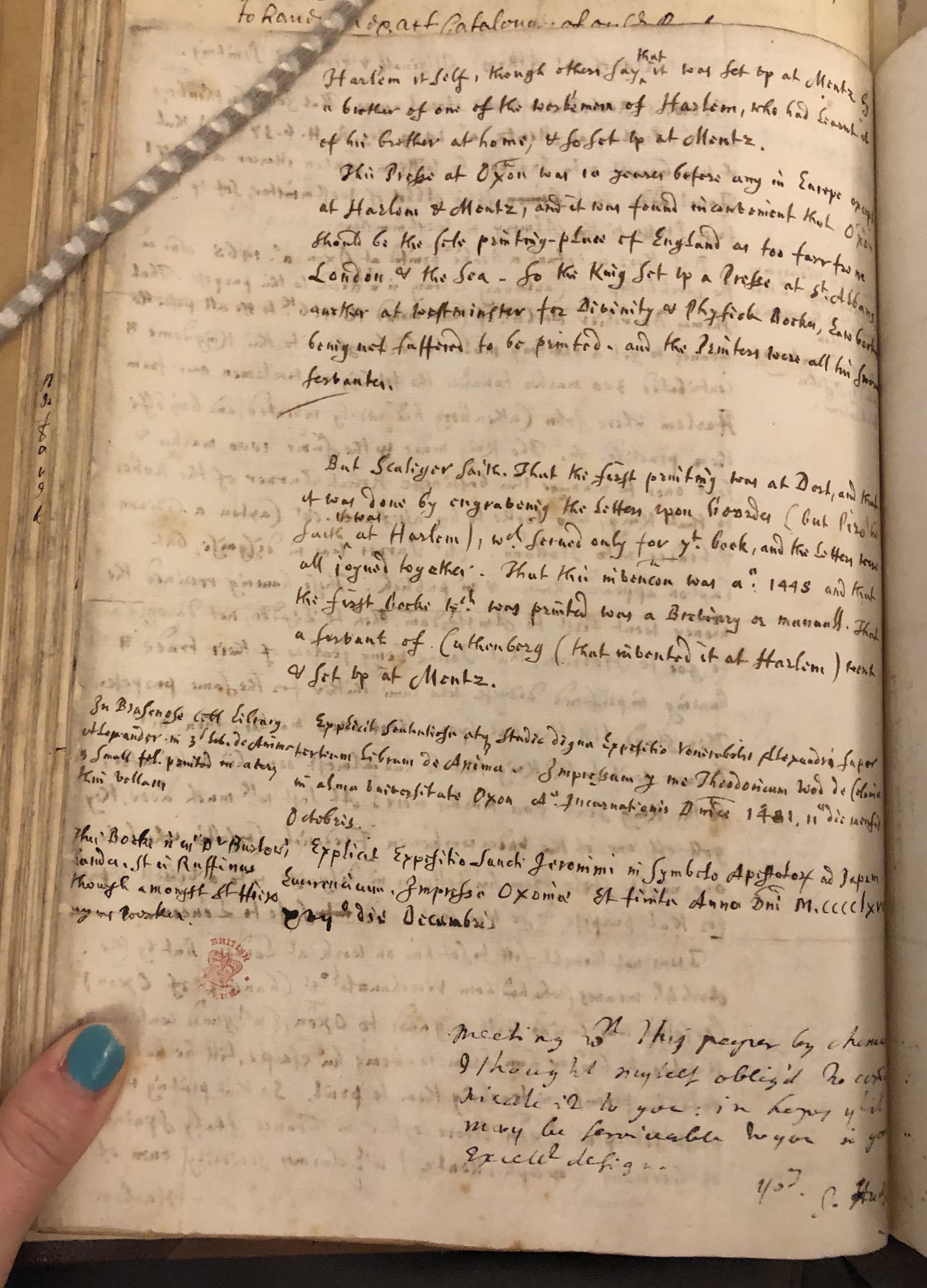 Photograph of notes in William Dugdale's hand