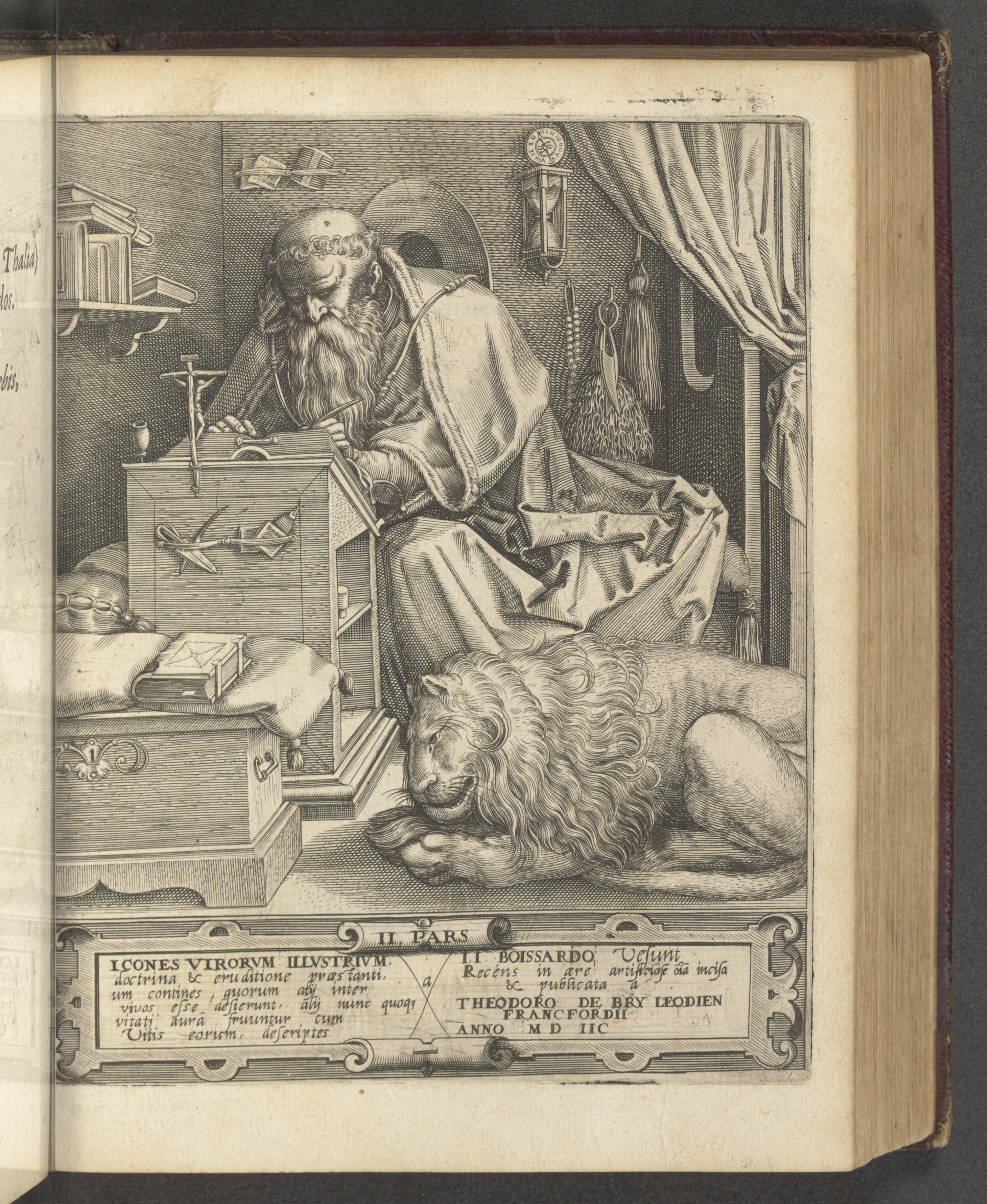 Photograph of a page from Jean-Jacques Boissard and Theodor de Bry’s *Icones virorum illustrium*, also found in one of Bagford's albums