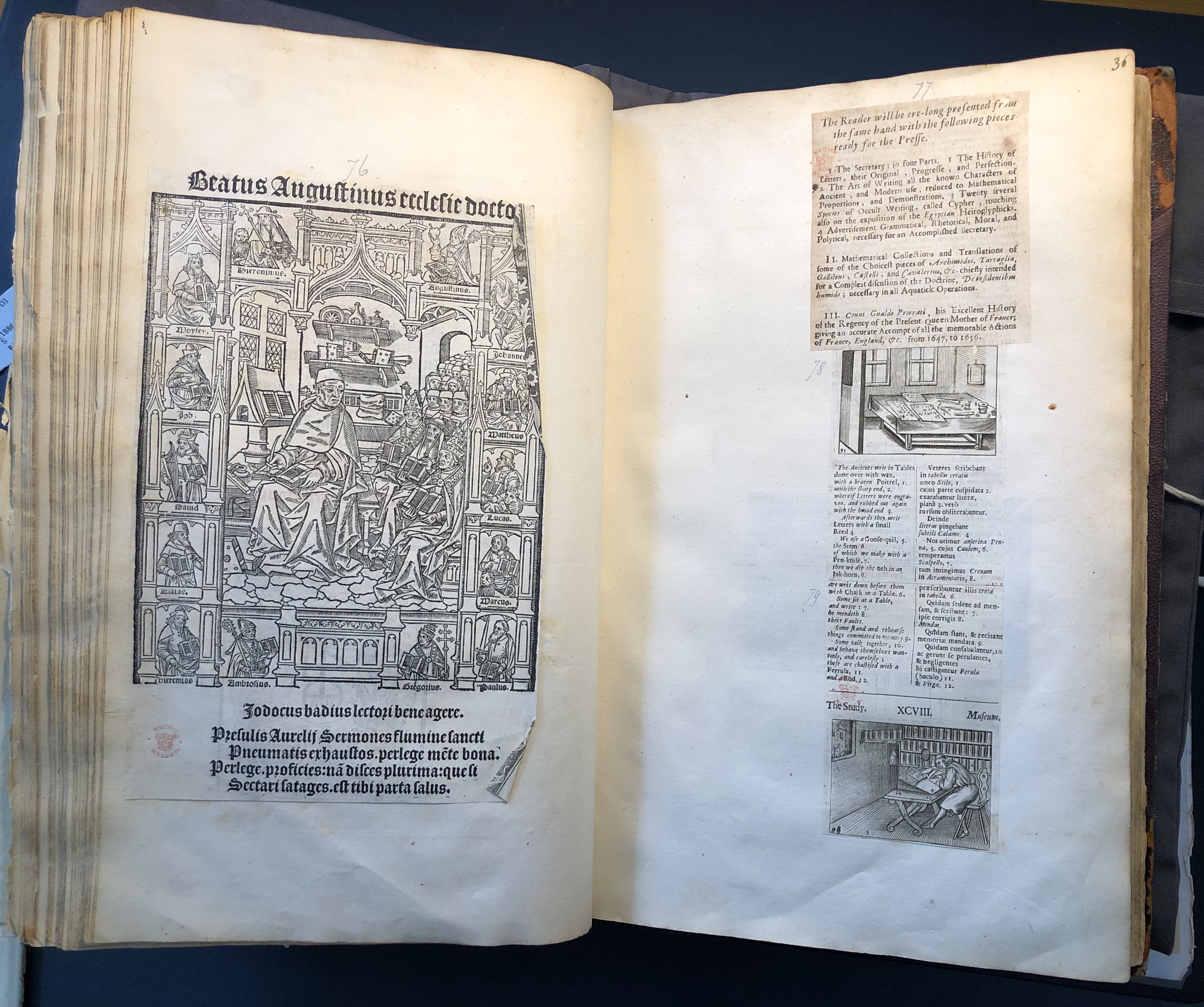 Photograph of scenes of writing pasted into an album assembled by John Bagford