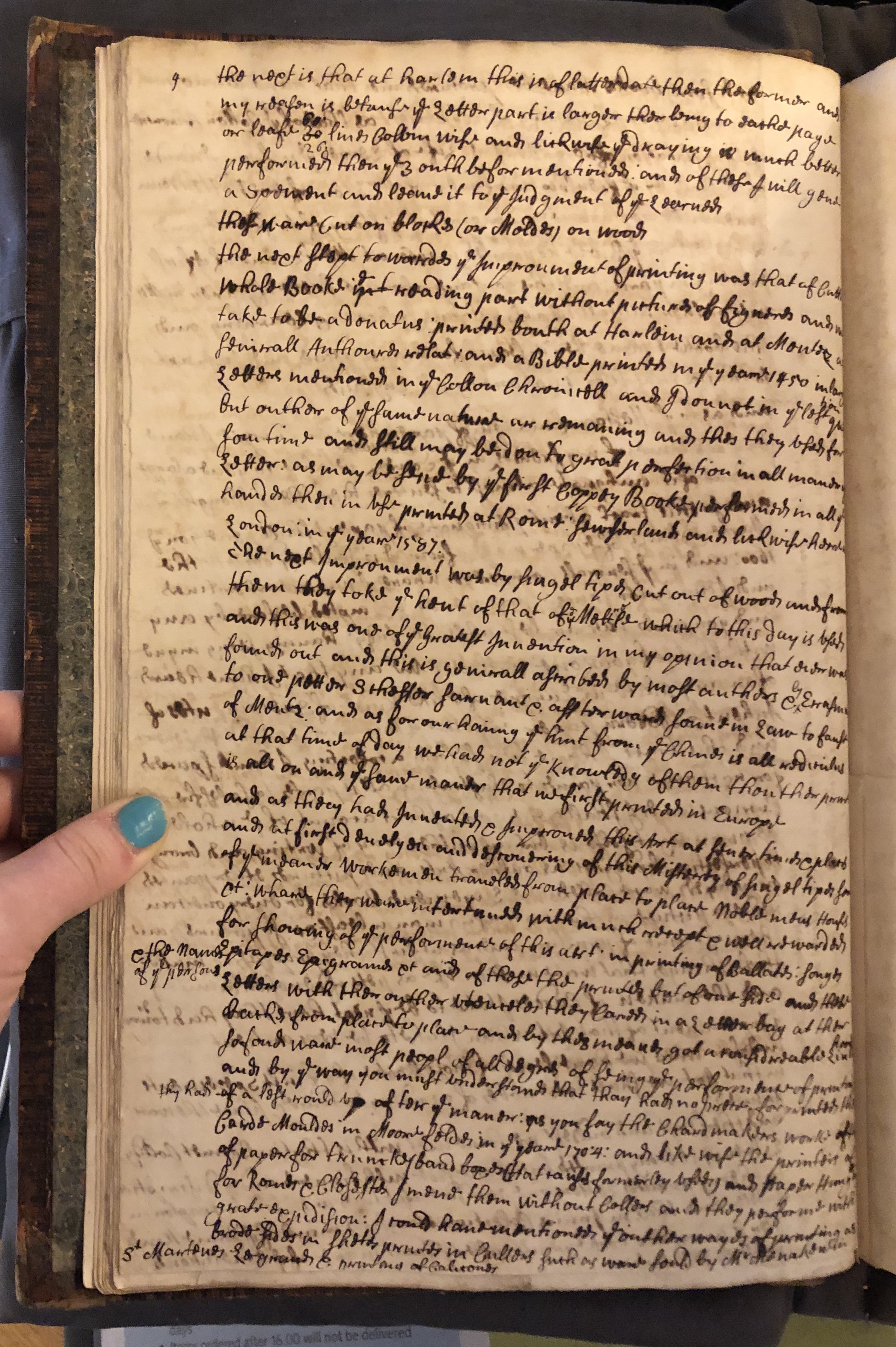 Photograph of a draft of letter to Hans Sloane in John Bagford's hand, discussing his proposed history of printing