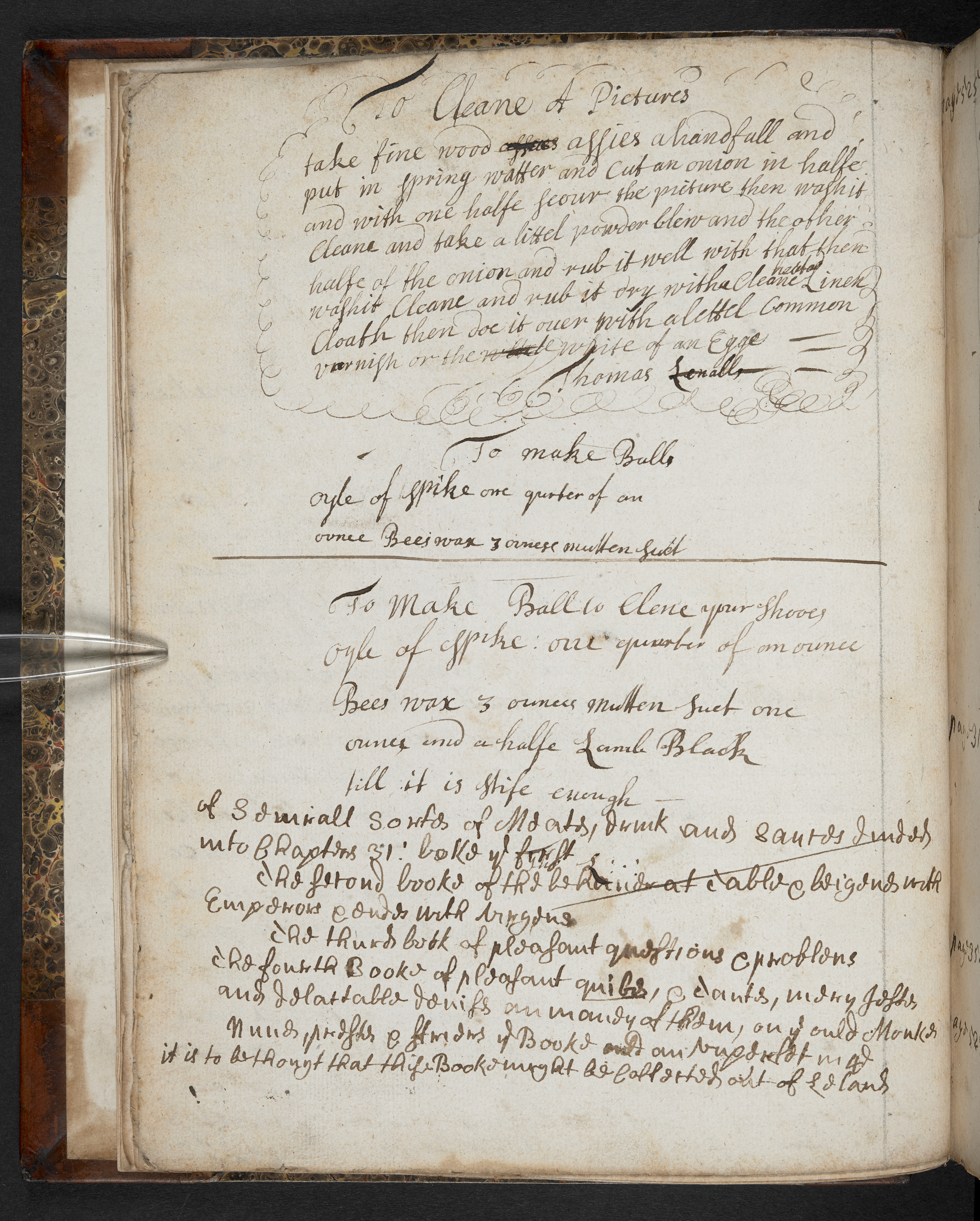 Photograph of receipts bound in John Bagford's manuscript of notes