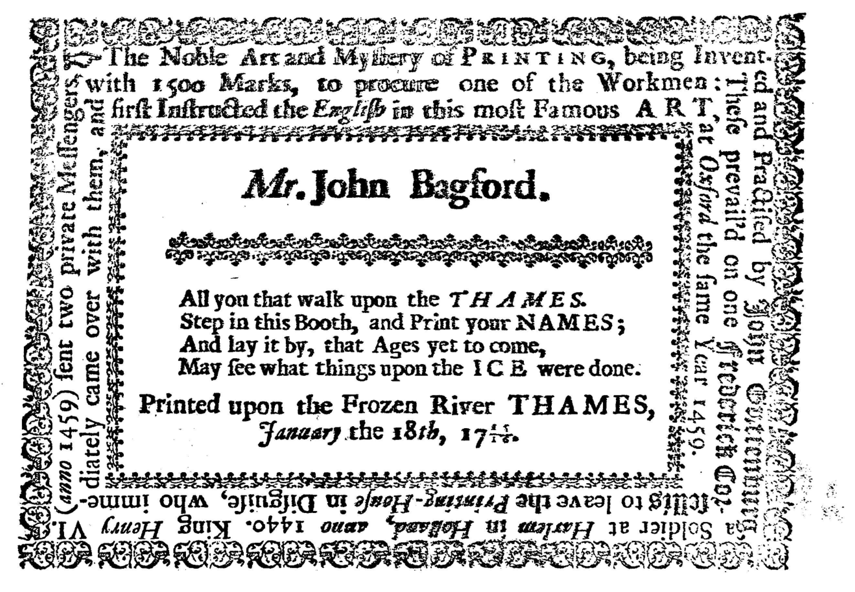 Image of a scrap printed by John Bagford at the frost fair