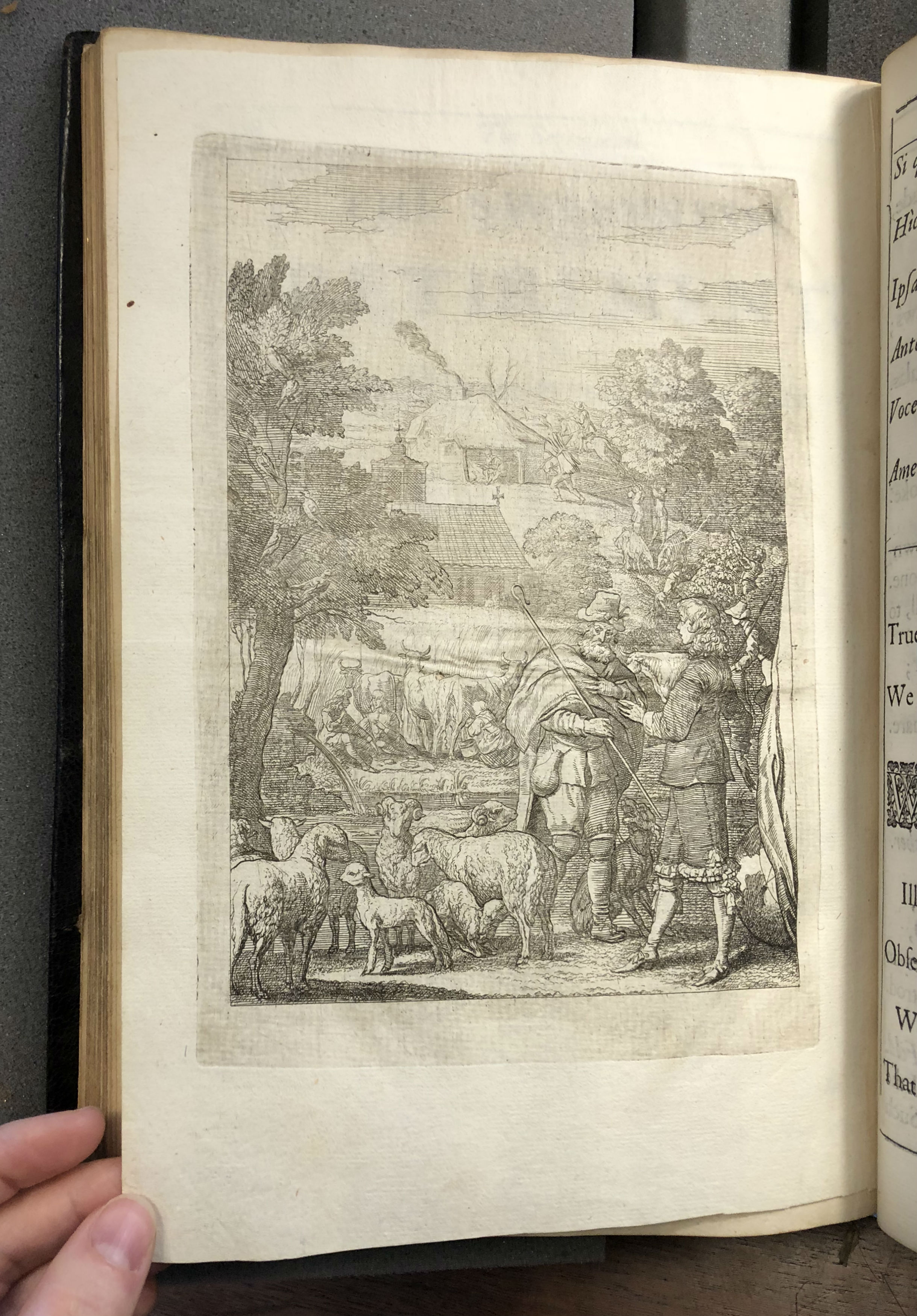 Photograph of etching for Canto 12, showing the author with a shepherd.