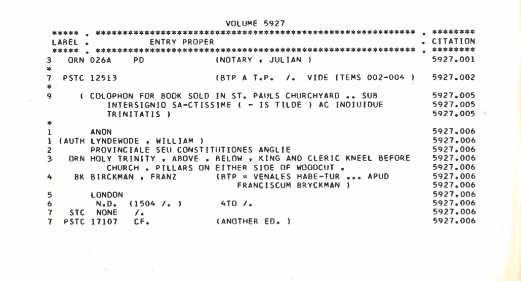 Image of a catalogue of title pages in MS Harley 5927