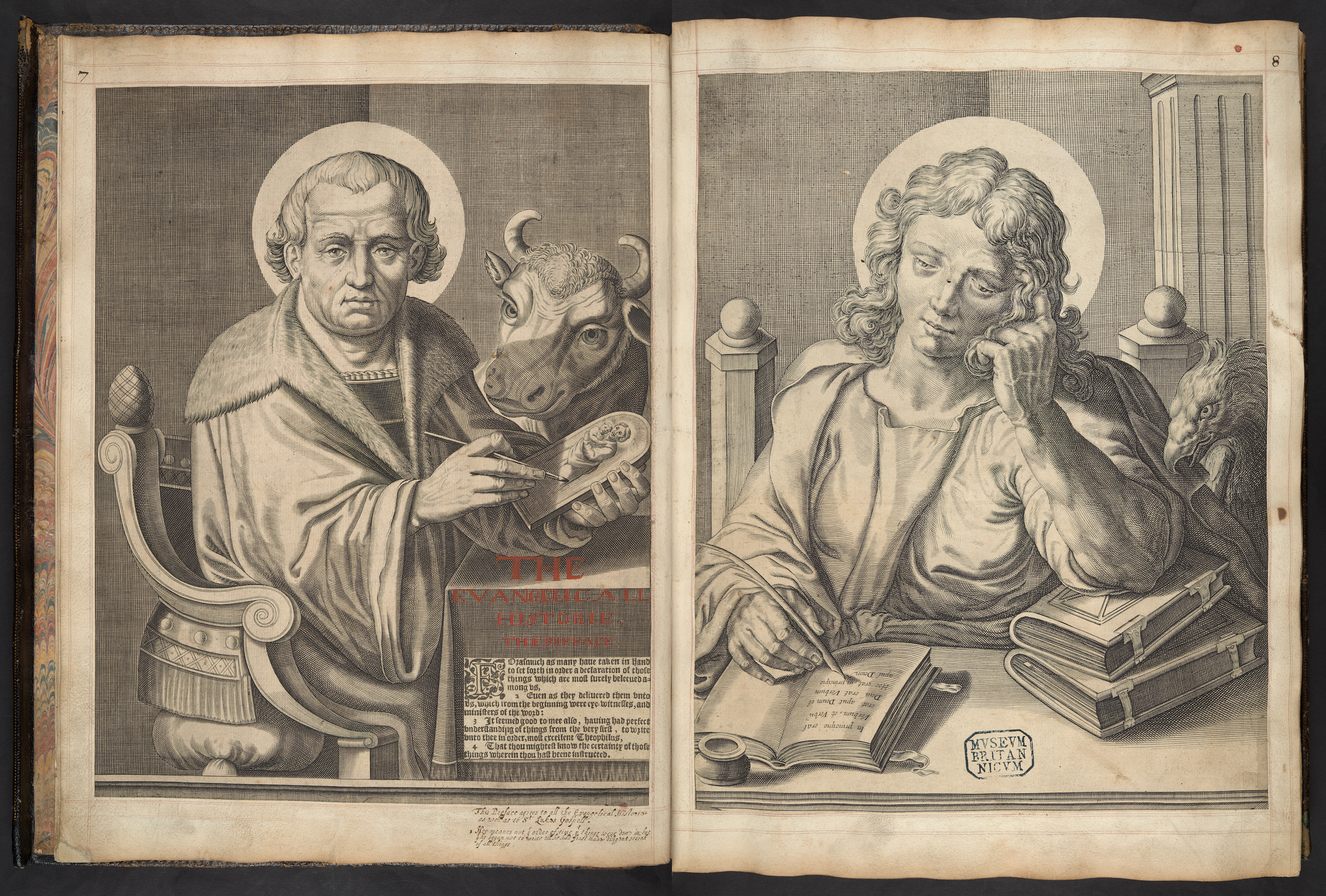 Photograph of a page opening in the King's Harmony showing Luke on the verso and John on the recto. 