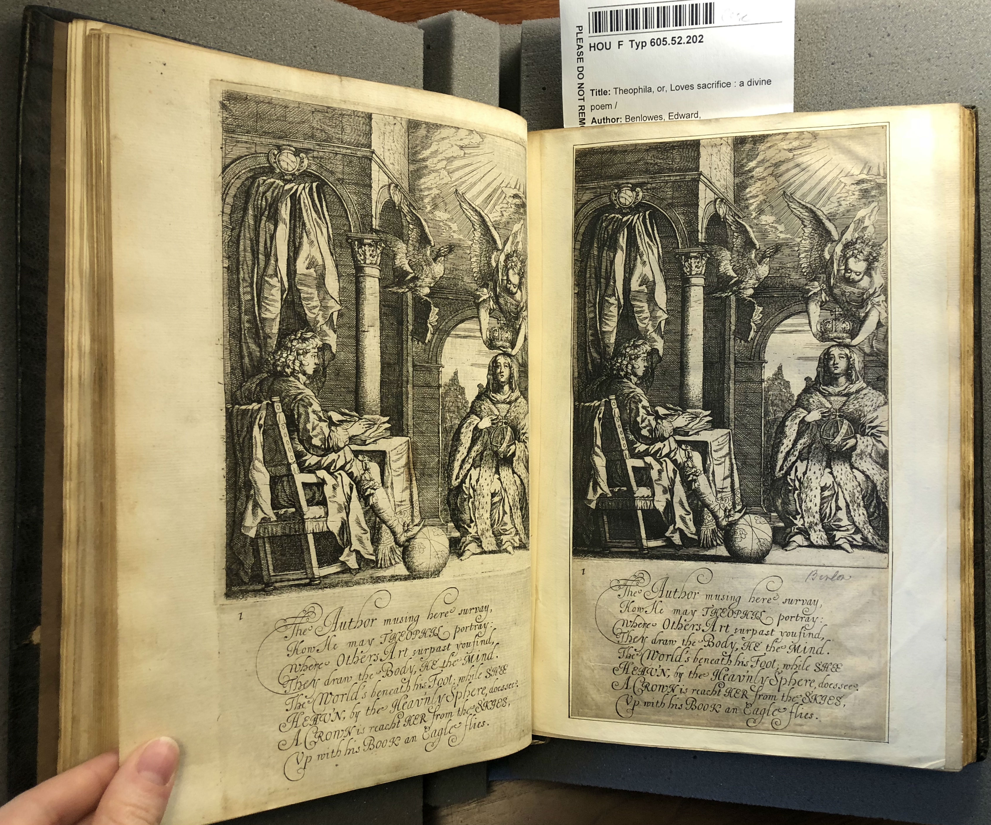 A photograph of two duplicate etchings for Canto 1, tipped in Theophila.