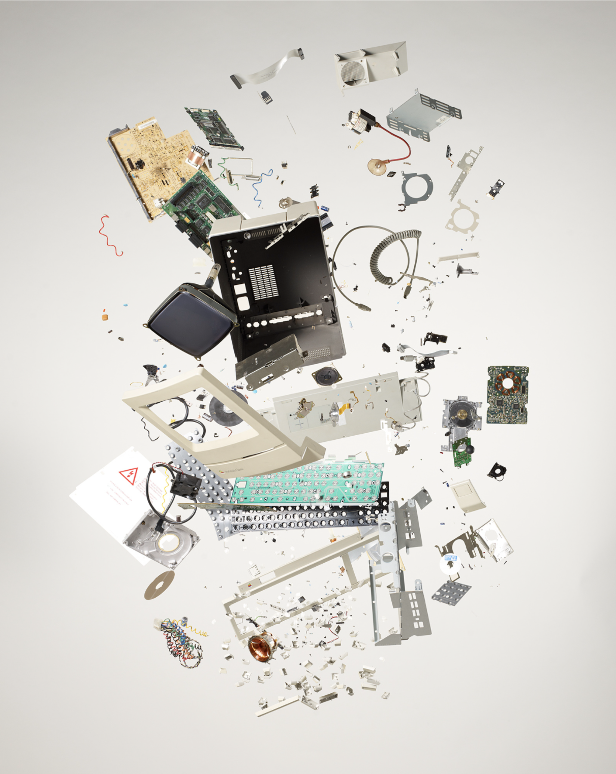 Artistic photograph of a computer in pieces