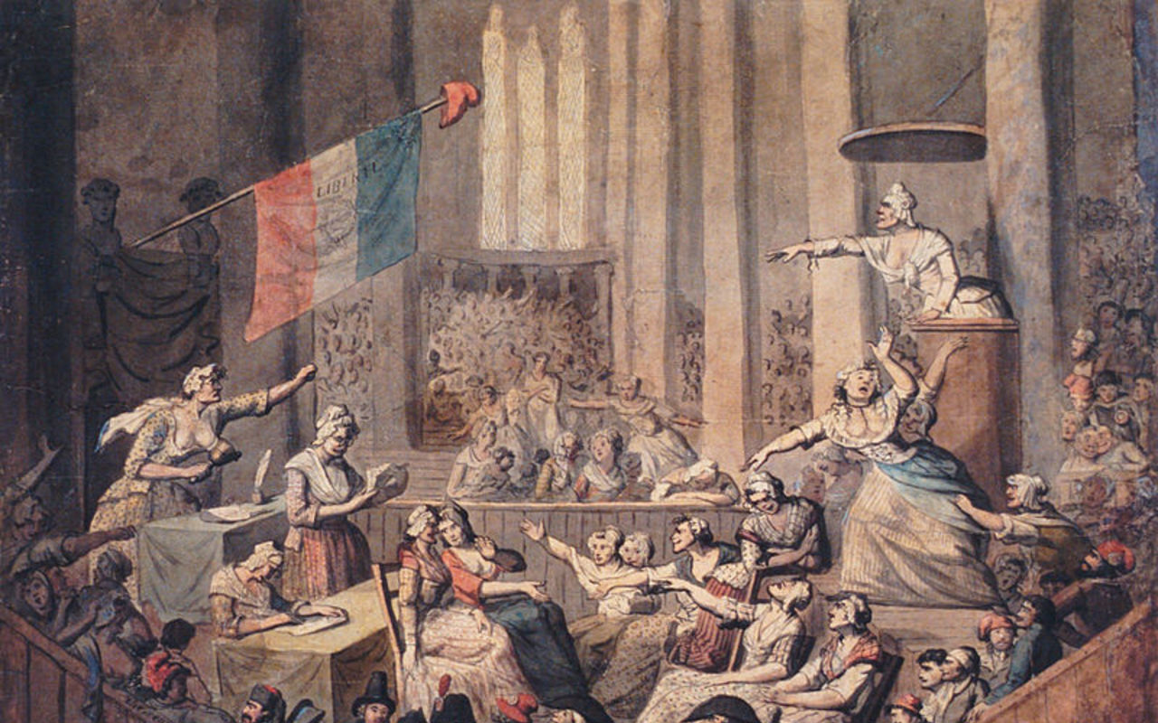 Painting of patriotic women having a meeting for the revolution