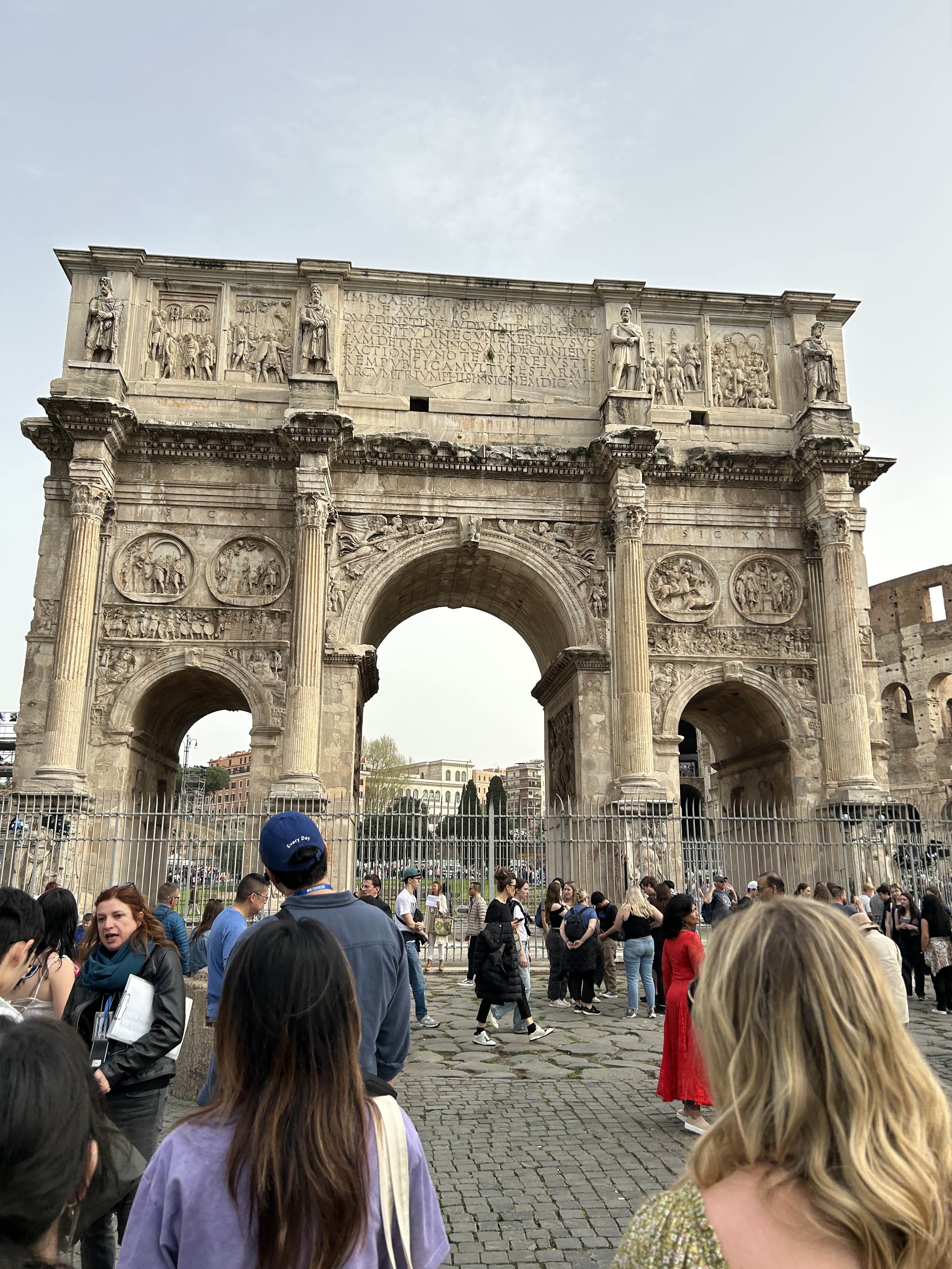 A photo of the Arch of Constantine in Rome on March 30th, 2024.