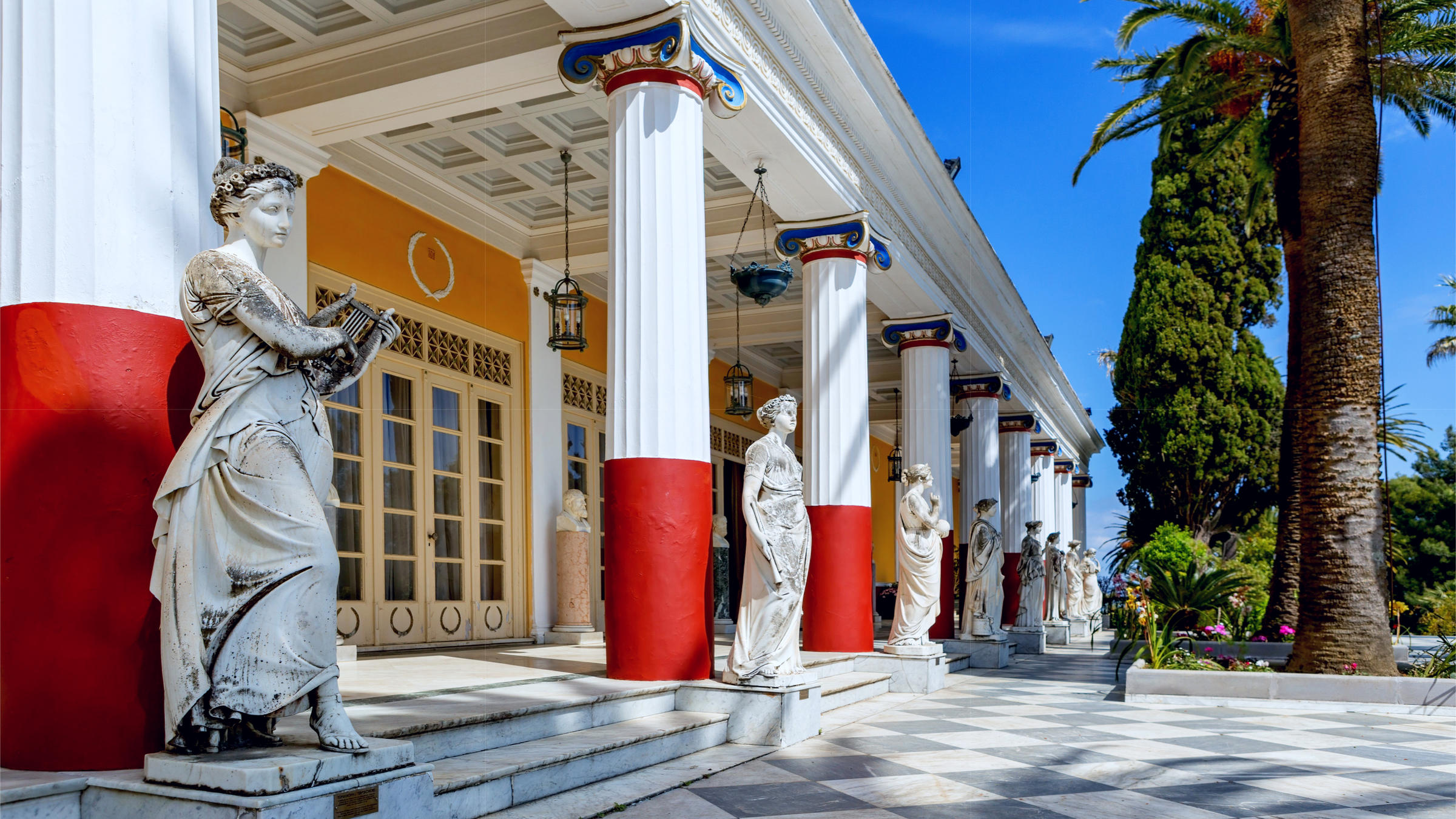 Nineteenth century Marble Statues of the 9 Muses in Corfu, Greece