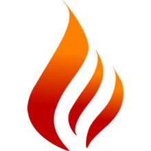 The symbol of the Prometheus Society is represented by a fire emblem composed of three shapes like a fox's tail, with a gradient color scheme that transitions from orange to red.
