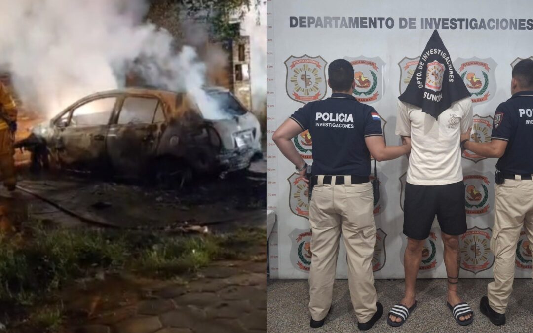 Detienen a joven que habría incendiado el auto de su expareja por celos