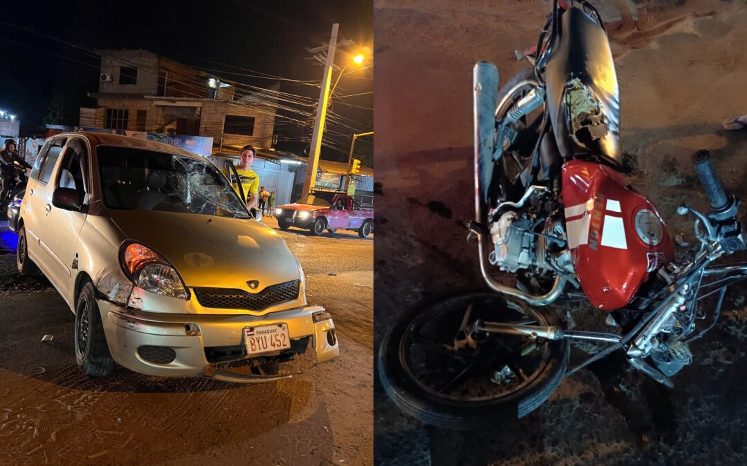 Accidente en Ñemby deja un motociclista gravemente herido