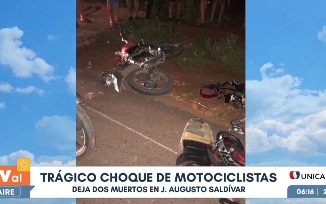 Choque entre motociclistas deja dos fallecidos en J. Augusto Saldívar