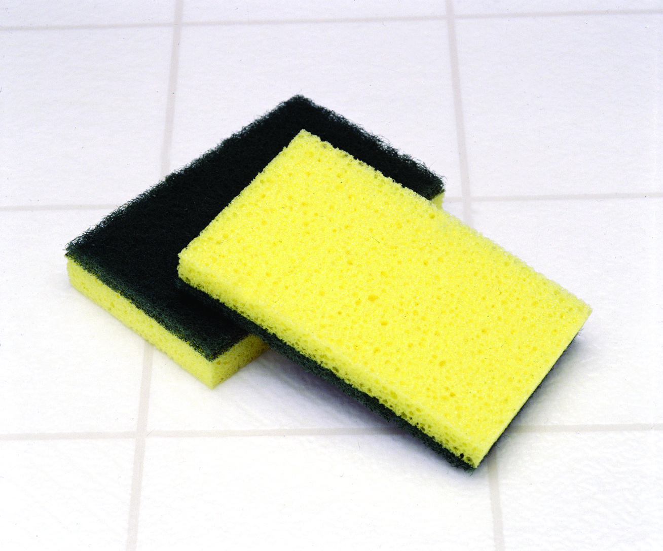 Sponge Scrubber, Green/Yellow, 3 x 3/4 x 4-3/4, Nylon - 12/PK view 2