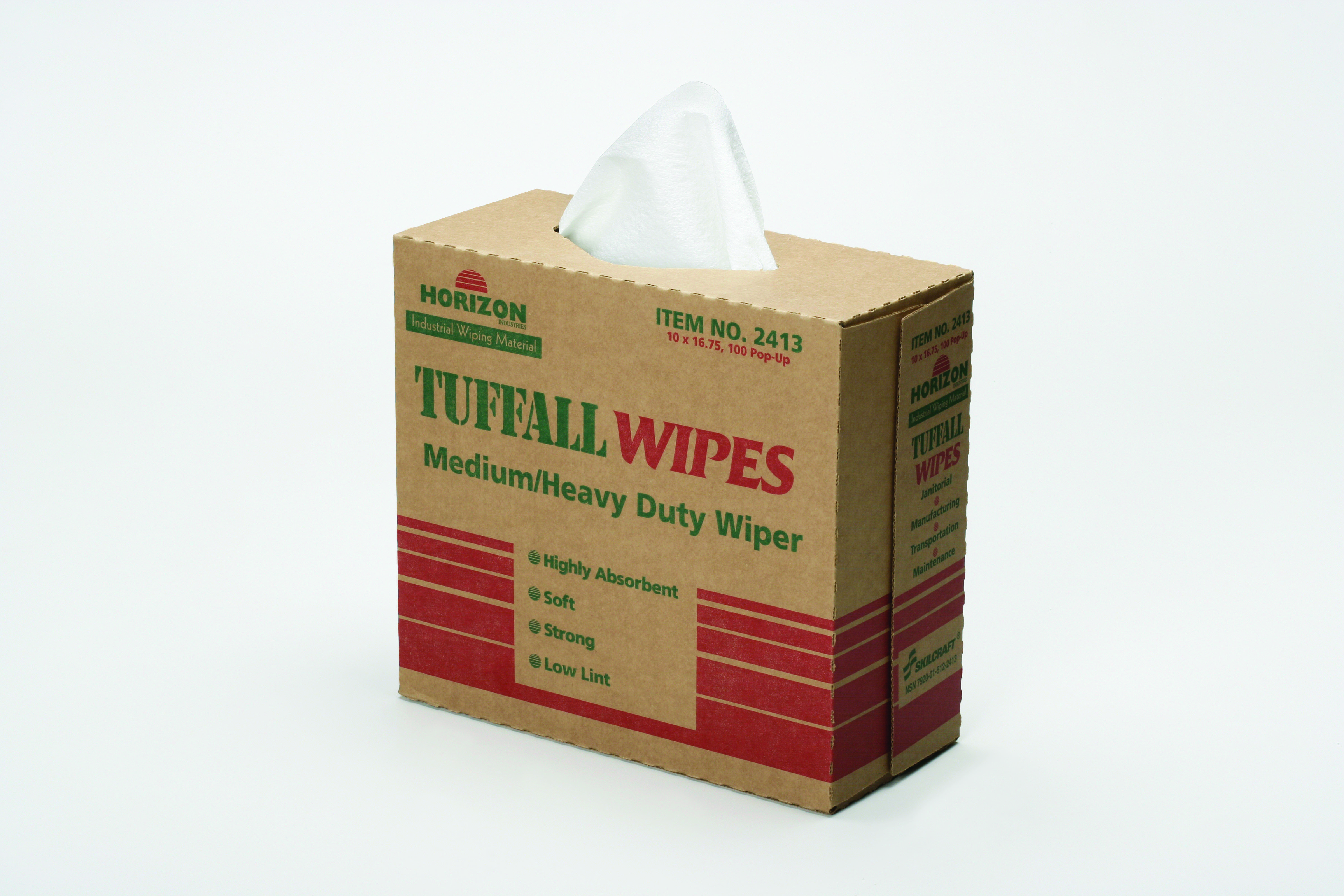 Tuffall Wipes, Medium Duty, White, 9-3/4 x 16-1/2, DRC - 100 sheets/BX view 2